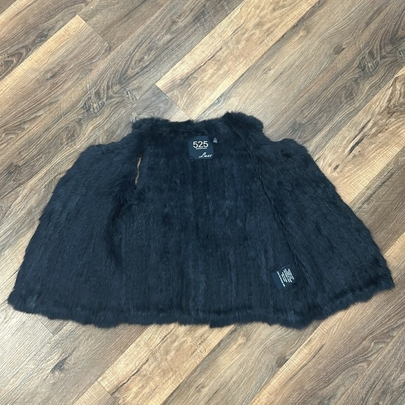 525 Luxe Rabbit Fur Vest- dark blue /turquoise hues size small - Picture 5 of 9